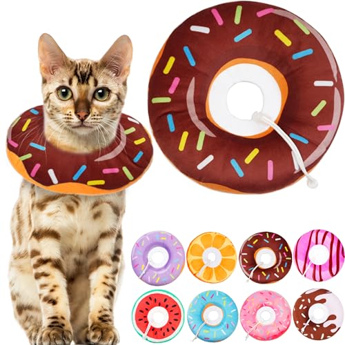 Hpetppy Katzenkegelhalsband, weich, Katzen-Genesungshalsband für Wundheilung, niedlicher Katzen-Donut, verstellbare Katzenzapfen, um das Lecken zu stoppen, bequem, leicht, elisabethanische Halsbänder von Hpetppy