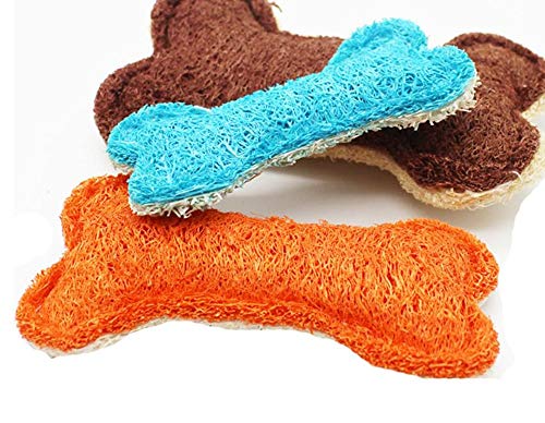 Hpybest Kauspielzeug für Hunde, Knochenform, natürliches Luffa, Haustier-Spielzeug, saubere Zähne, Kauen, Juguetes Perros, Mascotas, 3 Stück von Hpybest