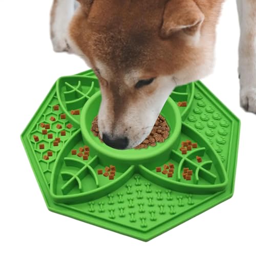 Hqunjikp Hunde Leckmatten | Achteckige Leckmatte für verbesserte Verdauung – Hundebox Leckpads Slow Feeder Leckpad Box Trainingsspielzeug für mittelgroße und kleine Hunde von Hqunjikp