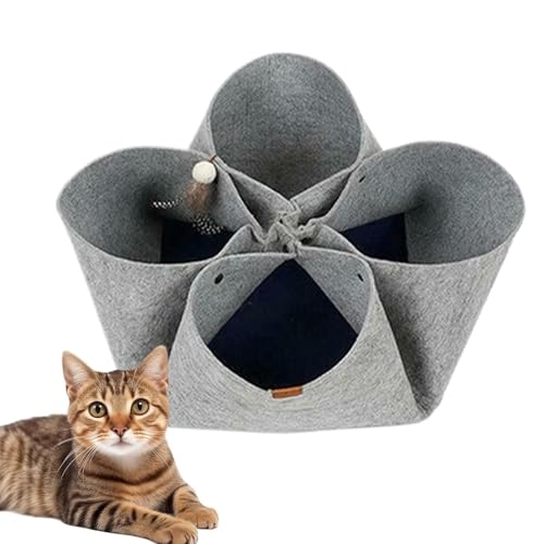 Katzenhöhle & Faltbare Spielmatte mit Tunnel, Katzen-Filztunnel für Indoor-Katzen, Faltbare Katze, Katzenspielzeug, Katzenmatte, perfekte Kombination für Spaß und Erholung von Hqunjikp