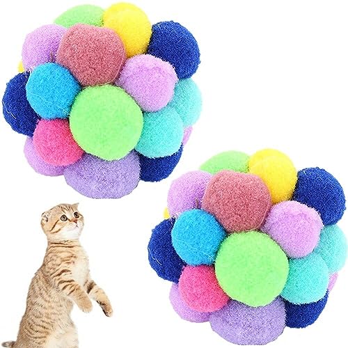 Hrippy Plüschkatze Spielzeug, Interaktive Plüschkugeln Beißen Bissresistente Katzenspiele Spielzeuge Katze Zähne Reinigung Spielzeug Haustier Spielzeug 4cm von Hrippy