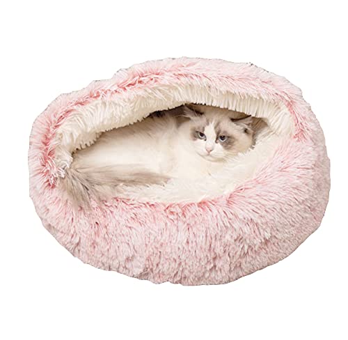 35 x 35 cm süßes rosa Katzenbett Katzenhöhle Katzennest – überzogenes Haustierbett Katzenzelt – rundes Haustierbett, warmes Schlafbett für Katzen, Kätzchen, Welpen, rutschfest, maschinenwaschbar von Hruile