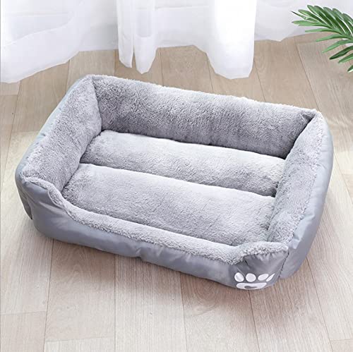 Haustierbett für kleine/mittlere/große/extra große Hunde, weiches, gemütliches Fleece-Fell, warmes Hundebett, Katzenbett, selbstwärmendes Welpenbett mit rutschfester Unterseite, Größe L, Grau von Hruile