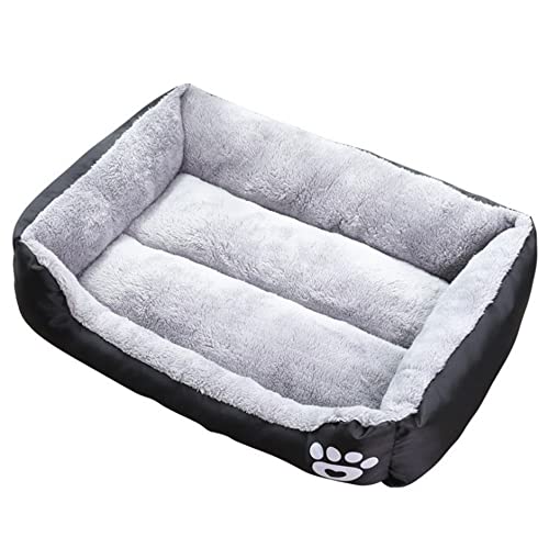 Haustierbett für kleine/mittlere/große/extra große Hunde, weiches, gemütliches Fleece-Fell, warmes Hundebett, Katzenbett, selbstwärmendes Welpenbett mit rutschfester Unterseite, M, Schwarz von Hruile