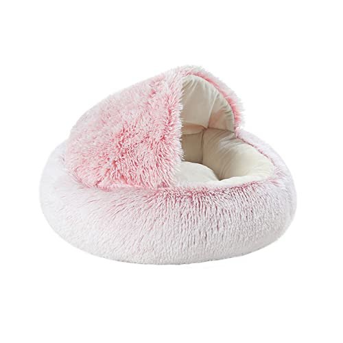 Katzenbett, rund, weich, Plüsch, gemütlich, selbstwärmend, 60 cm, Rosa von Hruile