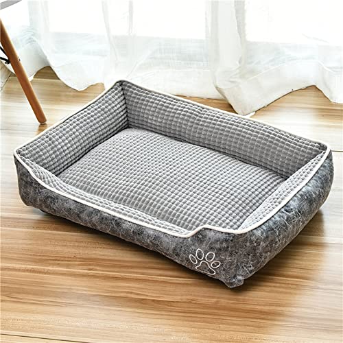 Weiches Deluxe-Hundebett / Katzenbett, beruhigendes Hundebett, abnehmbar, waschbar, Haustierbett für kleine, mittelgroße, große, extra große Hunde oder Katzen, 110 x 80 x 27 cm, Grau von Hruile