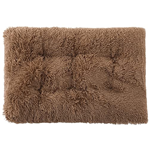 Weiches Plüsch-Haustierbett für Hunde und Katzen, Hundekäfig-Matte, Matratze für kleine, mittelgroße Hunde, großes Hundebett, rutschfest, beruhigend, 122 x 85 cm, Khaki von Hruile