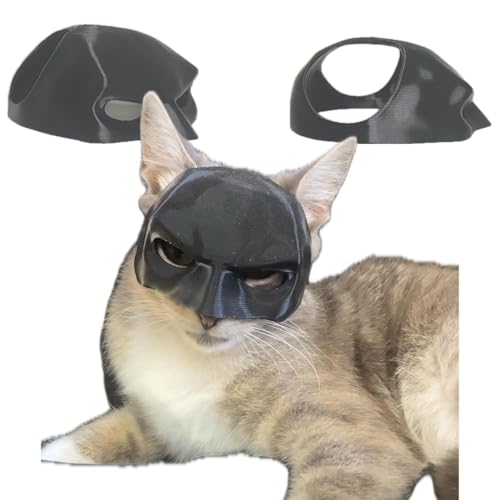 HshDUti Batcat Maske, Bat Maske für Katzen, Lustige Schwarze Fledermausmaske für Katzen, Katzenbekleidung Haustierkostüm für Halloween oder den täglichen Spaß Schwarz L von HshDUti