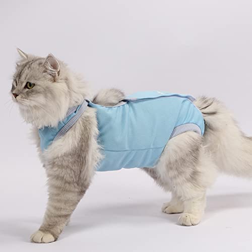 HshDUti Cat Professional Recovery Suit for abdominal wounds or skin diseases, E-Collar Alternative for Cats and Dogs After Surgical Wear Pyjamaanzug Blue M von HshDUti