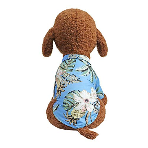 HshDUti Hundebekleidung Kokosnussbaum Ananas-Druck Sommer Hawaii Strand Haustier Hund Shirts Kleidung Chiffon Shirts weich und atmungsaktiv Hund Shirts Bekleidung Fit für kleine, extra kleine Hunde Katzen Blau M von HshDUti