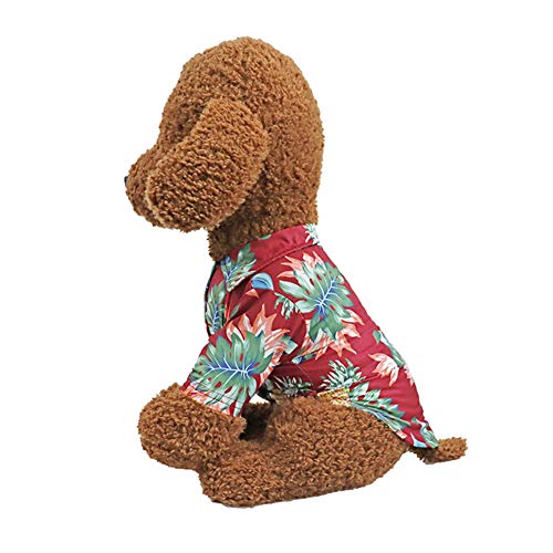 HshDUti Hundebekleidung Kokosnussbaum Ananas-Druck Sommer Hawaii Strand Haustier Hund Shirts Kleidung Chiffon Shirts weich und atmungsaktiv Hund Shirts Bekleidung Fit für kleine, extra kleine Hunde Katze rot M von HshDUti