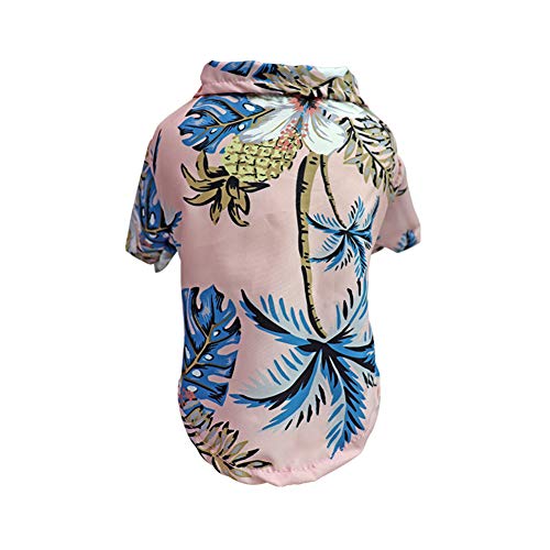 HshDUti Hundebekleidung Kokosnussbaum Ananas-Druck Sommer Hawaii Strand Haustier Hund Shirts Kleidung Chiffon Shirts weich und atmungsaktiv Hund Shirts Bekleidung Fit für kleine, extra kleine Hunde Katze rosa XL von HshDUti