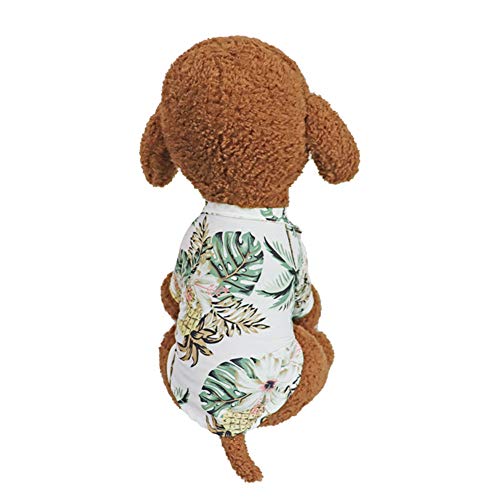 HshDUti Hundebekleidung Kokosnussbaum Ananas-Druck Sommer Hawaii Strand Haustier Hund Shirts Kleidung Chiffon Shirts weich und atmungsaktiv Hund Shirts Bekleidung Fit für kleine, extra kleine Hunde Katze weiß XL von HshDUti