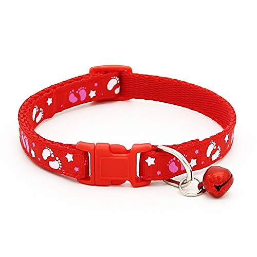 HshDUti Hundehalsband mit Glöckchen, mit Schnellverschluss, niedliches Pfotenmuster, Sicherheitshalsband, Katzenhalsband, Schnellverschluss, Sicherheitsschnalle mit Glöckchen, verstellbar für kleine von HshDUti