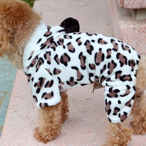 HshDUti Winter Dog Hoodie Sweatshirts Leopard Bedruckt Flanell Warm Dog Clothes for Small Medium Large Dogs Coats Cold Weather Coats Cozy Pet Dog Clothes Jumpsuit Pyjamas Outwear Leopard XXL von HshDUti