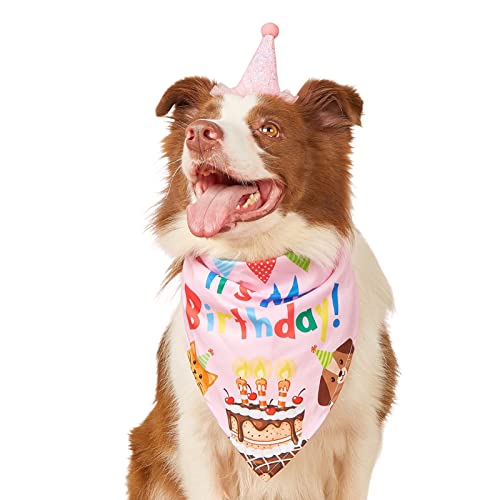 Hund Geburtstag Party Supplies Junge Mädchen Bandana Dreieck Schal Niedliche Krone Hut für kleine mittelgroße Hunde Welpen Katzen Kostüme Kopfbedeckung Hellrosa von HshDUti