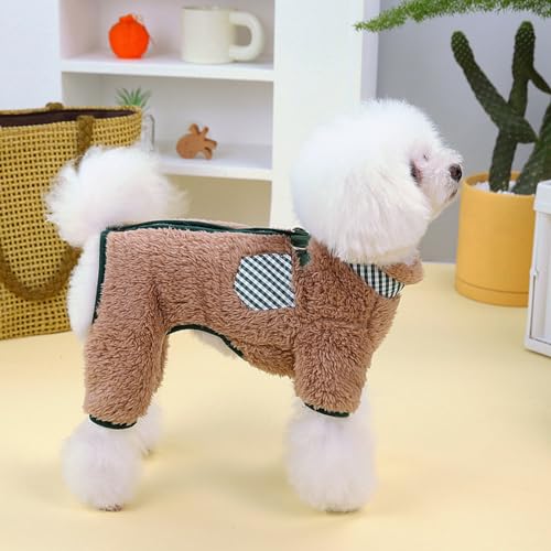 Hundekleidung für kleine Hunde, Hundemantel, Winterjacke, Fleece, warmer Overall, Hundekleidung, Hundemantel, warme Winterjacke für kleine, mittelgroße und große Hunde, Khaki, Größe L von HshDUti