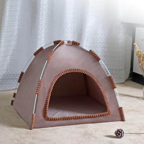 Katzenhaus für Draußen Katzenhöhle Outdoor für Katzen KatzenhöHle Große Katzen Bett, Hundezelt Katzenzelt mit Kissen für Haustiere, weich, warm Katzenbett,Braun,S von Hsivtns