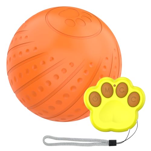 Hsthe Sea LED-Haustierball mit Fernbedienung, intelligenter automatischer Rollball mit USB-Ladekabel, lustiger und Stabiler Haustierball, geeignet für kleine und mittelgroße Hunde von Hsthe Sea