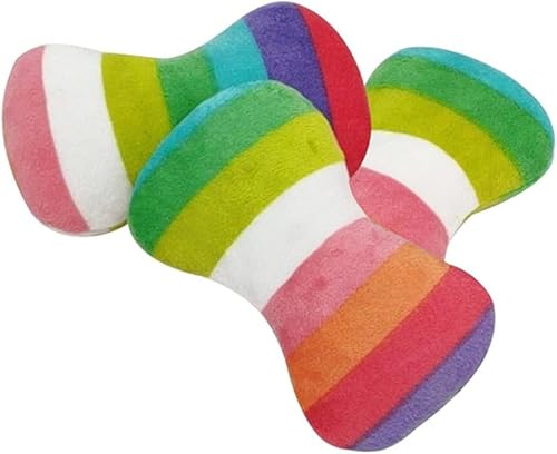 Htppzjr 2 Stück bunte Hunde Plüsch Gesang Spielzeug Regenbogen Hund Knochenform Kauspielzeug Haustierbedarf für Haustier Spielen Verwenden Adorable Qualität und praktisch Attraktives und von Htppzjr