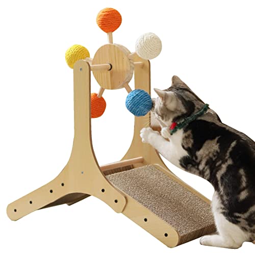 Kratzbaum für Katzen, mit Ball, natürliches Sisal, drehbarer Ball, Kratzunterlage für Indoor-Katzen oder Kätzchen, hält Katzen fit und schützt Möbel Huyan von HuYan