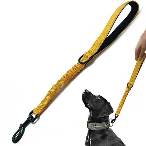 Trainingsleine für Hunde, kurz, 45,7 cm, 2,5 cm breit, strapazierfähig, elastisch, mit gepolstertem Griff, geeignet für mittelgroße und große Hunde, Gelb von HuaLiPet