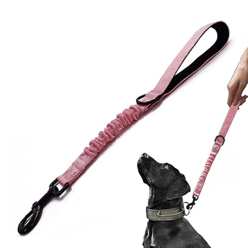 Trainingsleine für Hunde, kurz, 45,7 cm, 2,5 cm breit, strapazierfähig, elastisch, mit gepolstertem Griff, geeignet für mittelgroße und große Hunde, Rosa von HuaLiPet