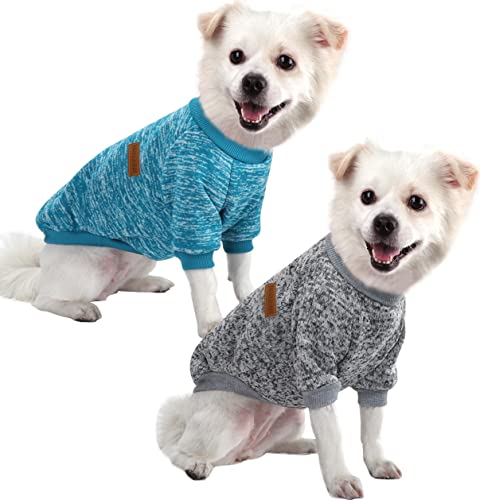 HuaLiSiJi Hundepullover Kleine Hunde Chihuahua Kleidung Welpen Hunde Hoodie, Warm und Leicht, Mit Einer Weichen Textur, Elastizität Leicht zu Tragen (Blau+Grau, S) von HuaLiSiJi