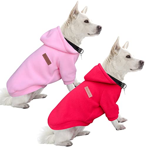 HuaLiSiJi Kapuzenpullis für Hunde Hoodie Hunde Sweatshirt Fleece Chihuahua Pullover Warm und Leicht, Sehr Schön, Bequem und Weich, Super Anzuziehen (S, Rosa+Rot) von HuaLiSiJi