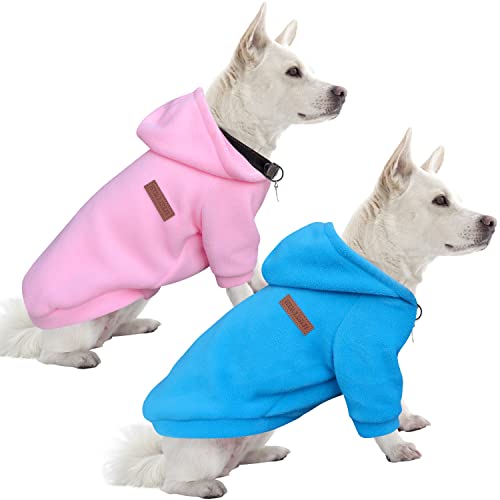 HuaLiSiJi Hunde Hoodie Hunde Sweatshirt Fleece Pullover Hund Chihuahua Pullover, Warm und Leicht, Mit Einer Weichen Textur, Leicht zu Tragen und Hellen Farben (XL, Rosa+Blau) von HuaLiSiJi