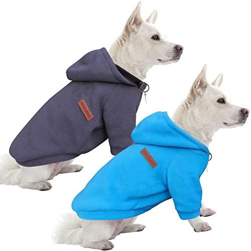 HuaLiSiJi Hunde Hoodie Hunde Sweatshirt Fleece Chihuahua Pullover Warm und Leicht, Sehr Schön, Bequem und Weich, Super Anzuziehen (L, Blau+Grau) von HuaLiSiJi