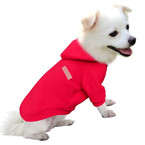 HuaLiSiJi Hunde Hoodie Kapuzenpullis für Hunde Hunde Sweatshirt Fleece Warm und Leicht, Sehr Schön, Bequem und Weich, Super Anzuziehen (M, Rot) von HuaLiSiJi