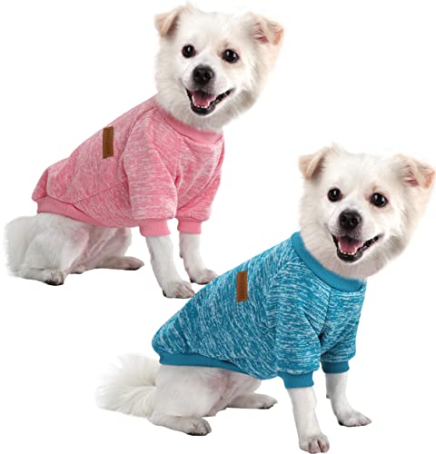 HuaLiSiJi Hundepullover Kleine Hunde Sweatshirt Kapuzenpullis für Hunde Hunde Hoodie Chihuahua Pullover, Warm und Leicht, Mit Einer Weichen Textur, Elastizität Leicht zu Tragen (Pink+Blau, L) von HuaLiSiJi