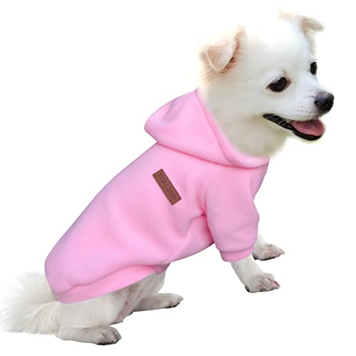 HuaLiSiJi Hunde Hoodie Kapuzenpullis für Hunde Hunde Sweatshirt Fleece Warm und Leicht, Sehr Schön, Bequem und Weich, Super Anzuziehen (M, Rosa) von HuaLiSiJi