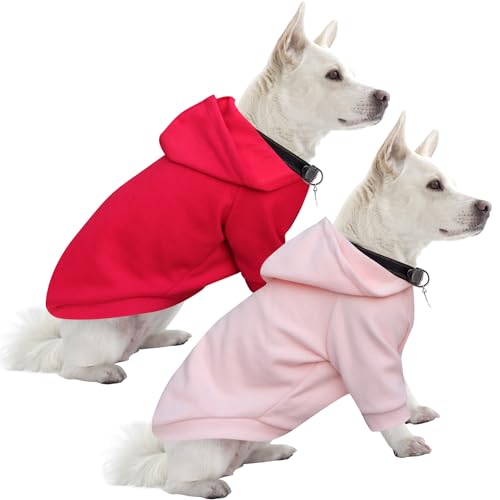 HuaLiSiJi Kapuzenpulli für Hunde Hundepullover Kleine Hunde Chihuahua Kleidung Welpen Hunde Hoodie, Warm und Leicht, Mit Einer Weichen Textur, Leicht zu Tragen und Hellen Farben (XXL, Rosa+Rot) von HuaLiSiJi