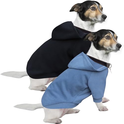 HuaLiSiJi Hunde Hoodie Hundepullover Kleine Hunde Chihuahua Pullover, Warm und Leicht, Mit Einer Weichen Textur, Leicht zu Tragen und Hellen Farben (XXL, Schwarz+Haze Blue) von HuaLiSiJi