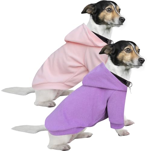 HuaLiSiJi Kapuzenpulli für Hunde Hundepullover Kleine Hunde Chihuahua Kleidung Welpen Hunde Hoodie, Warm und Leicht, Mit Einer Weichen Textur, Leicht zu Tragen und Hellen Farben (XXL, Rosa+Lila) von HuaLiSiJi