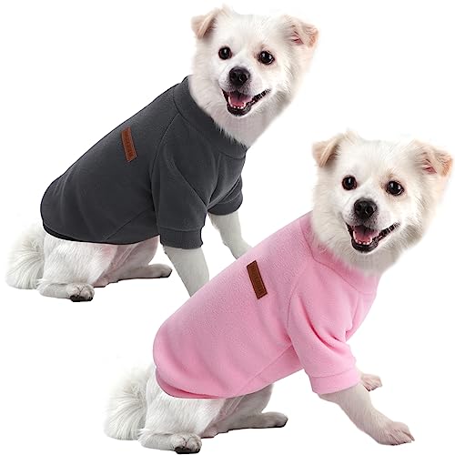 HuaLiSiJi Hundepullover Fleece Kleine Hunde Hoodie Chihuahua Kleidung Hundepullover Chihuahua Hunde Sweatshirt, Warm und Leicht, mit Einer Weichen Textur, Leicht zu Tragen (XS, Grau+Rosa) von HuaLiSiJi