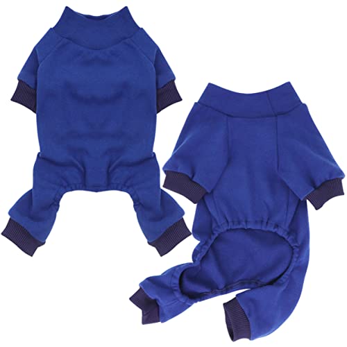 HuaLiSiJi Hundepyjama Kleine Hunde,Elastisch und Bequem Weich und Warm Einfach an und Auszuziehen für Kleine und Mittelgroße Hunde Geeignet (M, Navy Blau) von HuaLiSiJi