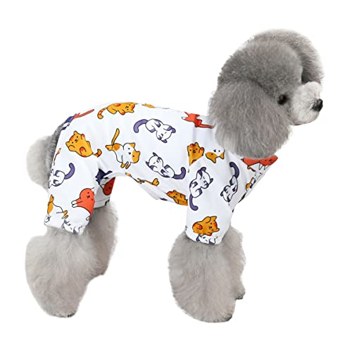 HuaLiSiJi Hundepyjama Kleine Hunde,Elastisch und Bequem Weich und Warm Einfach an und Auszuziehen für Kleine und Mittelgroße Hunde Geeignet (M, White) von HuaLiSiJi