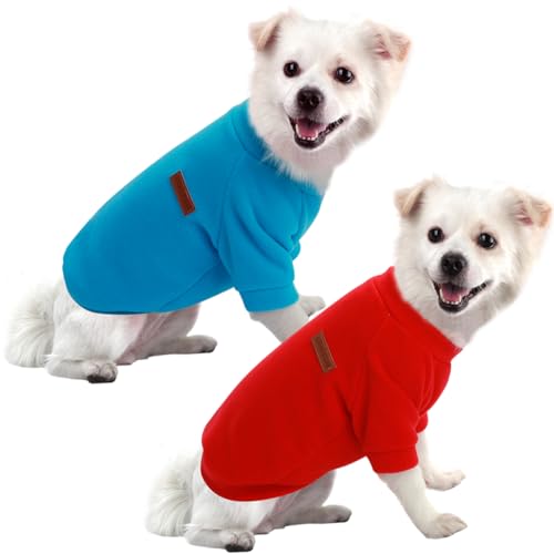 HuaLiSiJi Hundepullover Fleece Kleine Hunde Hoodie Chihuahua Kleidung Hundepullover Chihuahua Hunde Sweatshirt, Warm und Leicht, mit Einer Weichen Textur, Leicht zu Tragen (3XL, Rot+Blau) von HuaLiSiJi