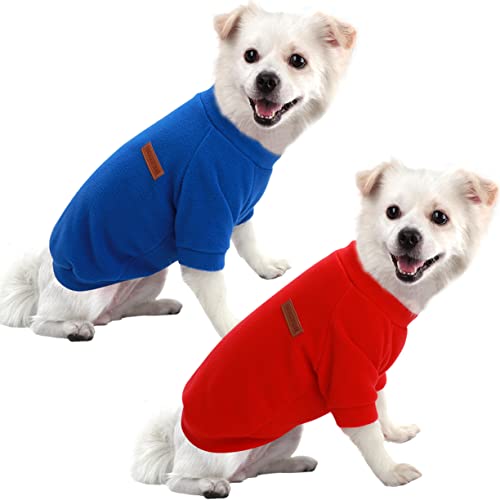 HuaLiSiJi Hundepullover Fleece Kleine Hunde Hoodie Chihuahua Kleidung Hundepullover Chihuahua Hunde Sweatshirt, Warm und Leicht, mit Einer Weichen Textur, Leicht zu Tragen (XS, Rot+Dark Blau) von HuaLiSiJi