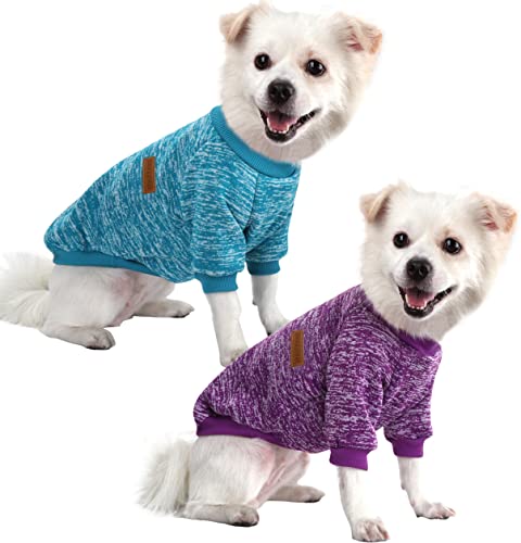 HuaLiSiJi Hundepullover Kleine Hunde Chihuahua Pullover Hunde Hoodie Hunde Strickpullover, Warm und Leicht, Mit Einer Weichen Textur, Elastizität Leicht zu Tragen (Blau+Lila, XXL) von HuaLiSiJi