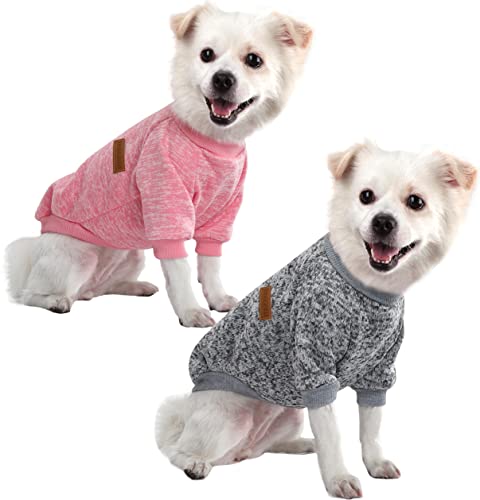 HuaLiSiJi Hundepullover Kleine Hunde Chihuahua Pullover Hunde Hoodie Hunde Strickpullover, Elastizität Warm und Leicht, Mit Einer Weichen Textur, Leicht zu Tragen (Pink+Grey, XS) von HuaLiSiJi