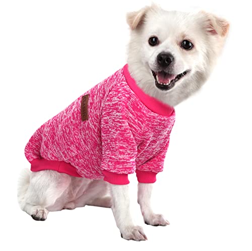 HuaLiSiJi Hundepullover Kleine Hunde Chihuahua Pullover Hunde Hoodie Hunde Strickpullover, Elastizität Warm und Leicht, Mit Einer Weichen Textur, Leicht zu Tragen (Rose Red,XS) von HuaLiSiJi