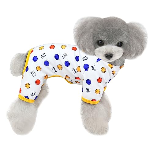 HuaLiSiJi Hundepyjama Kleine Hunde Schlafanzug,Elastisch und Bequem Weich und Warm Einfach an und Auszuziehen für Kleine und Mittelgroße Hunde Geeignet (Blaue Punkte, 2XL) von HuaLiSiJi