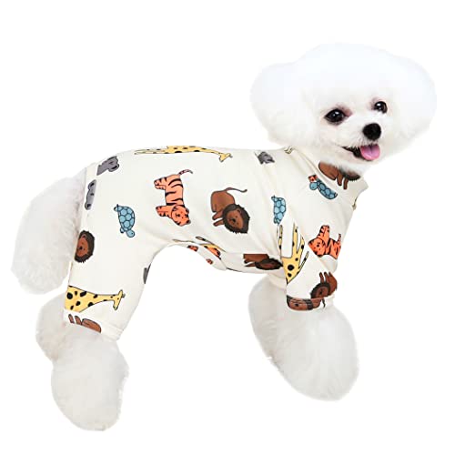 HuaLiSiJi Hundepyjama Kleine Hunde,Elastisch und Bequem Weich und Warm Einfach an und Auszuziehen für Kleine und Mittelgroße Hunde Geeignet (L, Cream Color) von HuaLiSiJi