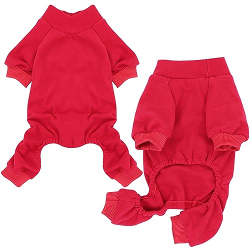 HuaLiSiJi Hundepyjama Kleine Hunde,Elastisch und Bequem Weich und Warm Einfach an und Auszuziehen für Kleine und Mittelgroße Hunde Geeignet (L, Rot) von HuaLiSiJi