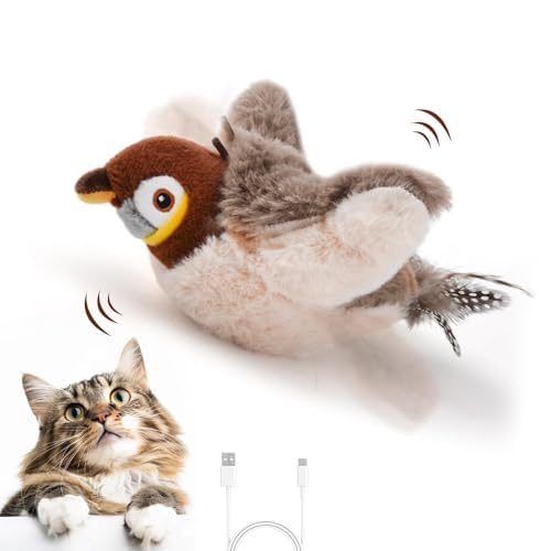 HuaMuDM Katzenspielzeug Vogel Fliegt Elektrisch, Interaktives Katzenspielzeug Vogel mit Katzenminze, Fliegender Vogel Spielzeug für Katzen, Elektrisches Vogelspielzeug für Katzen, Flying Bird Cat Toy von HuaMuDM