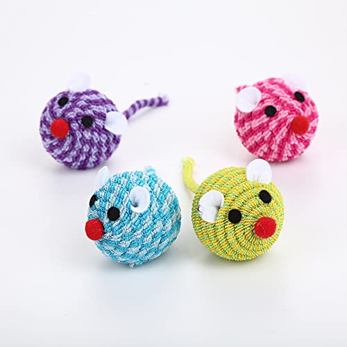 Huachaoxiang Haustier Katzenspielzeug,4 Farben Furry Katzenspielzeug (Zufällige Farbe) Maus Katze Mäuse Spielzeug Kätzchen Interaktives Ball KatzenSpielzeug für den Innenbereich,Multi Colored von Huachaoxiang